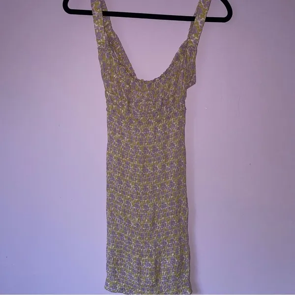Free People XS Juniper Smocked Bodycon Slip Ditsy Floral Boho Swiftie - Image 3