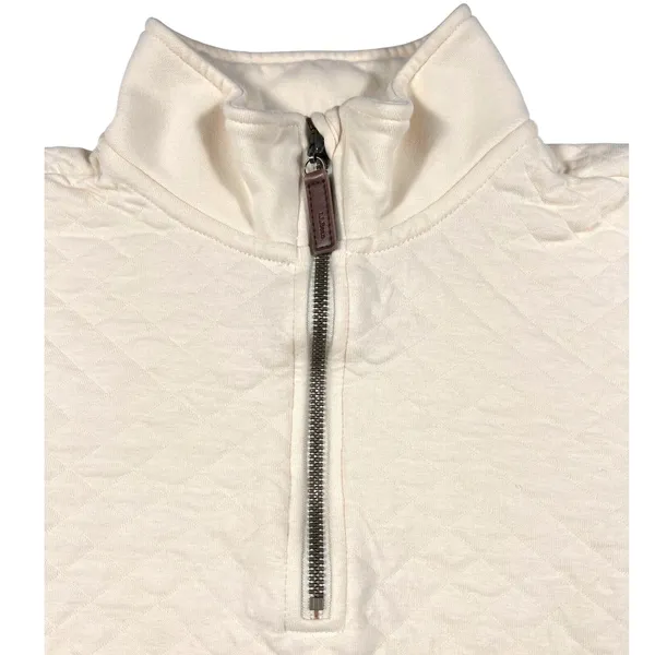 L.L. Bean Small Quilted Quarter Zip Pullover Cream EUC Outdoor Fall Cozy - Image 3