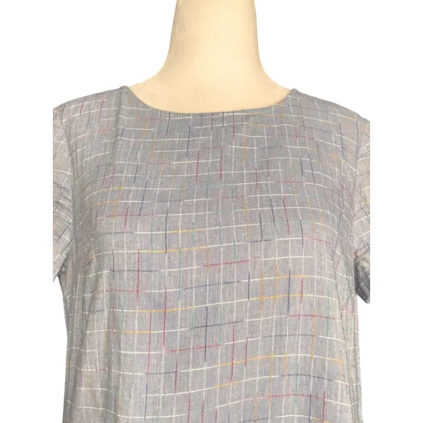 ModCloth Blue Rainbow Plaid Babydoll Dress Cottagecore Midi Dress Size Small‎ - Image 2