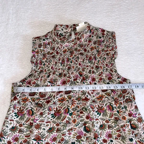 Anthropologie Maeve Sleeveless‎ Smocked Floral High Neck Top Multicolor Size 6 - Image 3