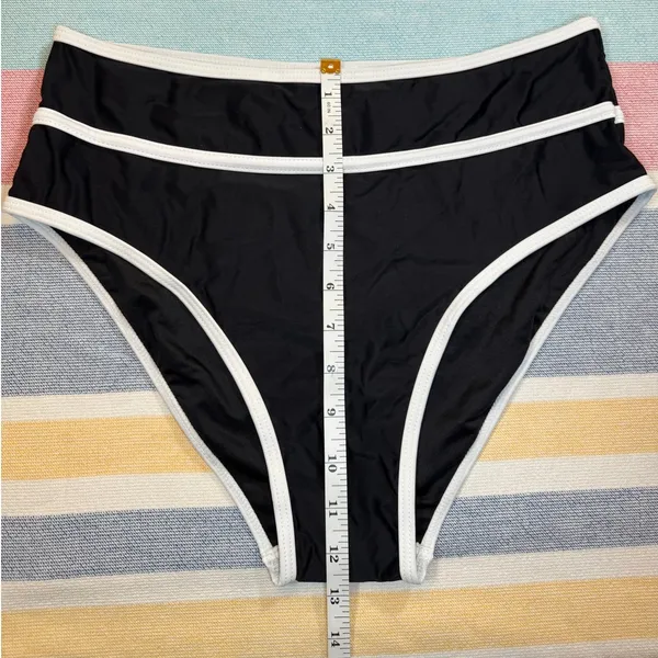 NWOT Chic Black & White High-Waisted Bikini Set Sz L - Image 5