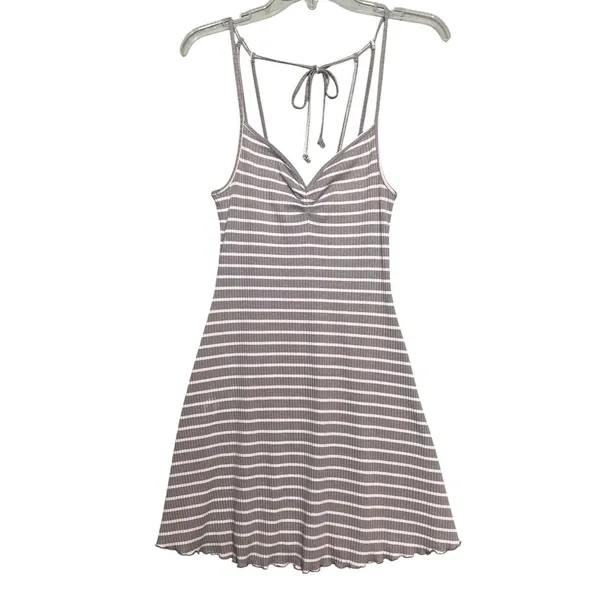 Abercrombie & Fitch Dress Womens XS Gray Striped Ribbed Knit Swing Sundress - Image 11