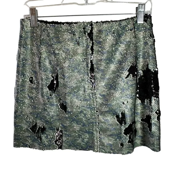 Free People FP One Sequin Mini Skirt Camo/Black Reversible Sequins size 0 - Image 9