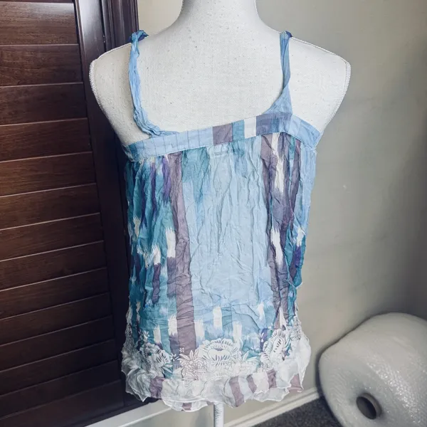 Kimchi‎ Blue Womens Top Silk Cami sheer watercolor Sz M Fairy Flowy Romantic - Image 4