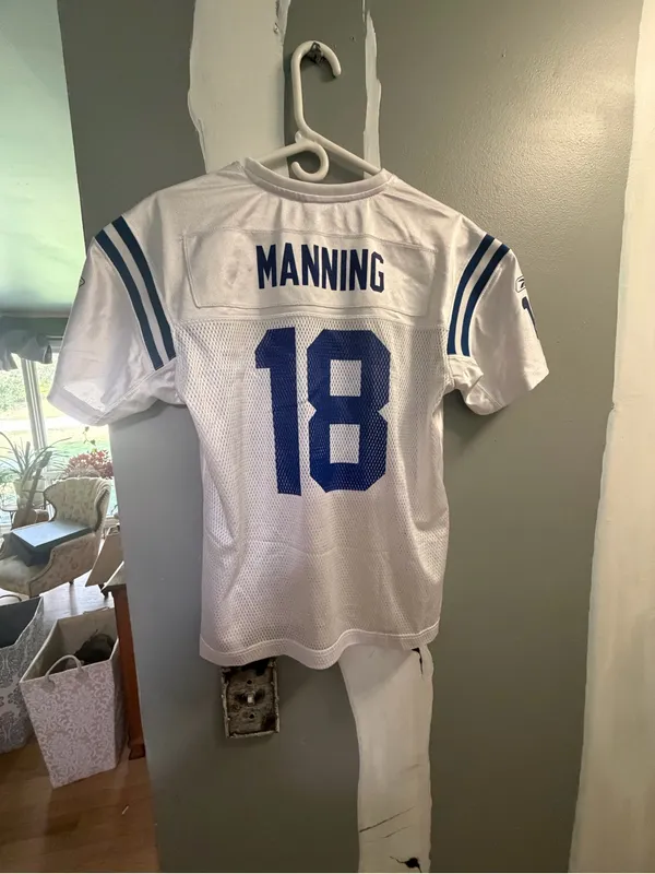 Reebok Peyton Manning Indianapolis Colts #18 White & Royal Blue Football Jersey - Image 2