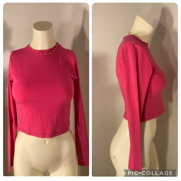 Skims Size 2X Cropped Long Sleeve T-Shirt Top AP-LGS-1370 Raspberry Shirt NWT - Image 3