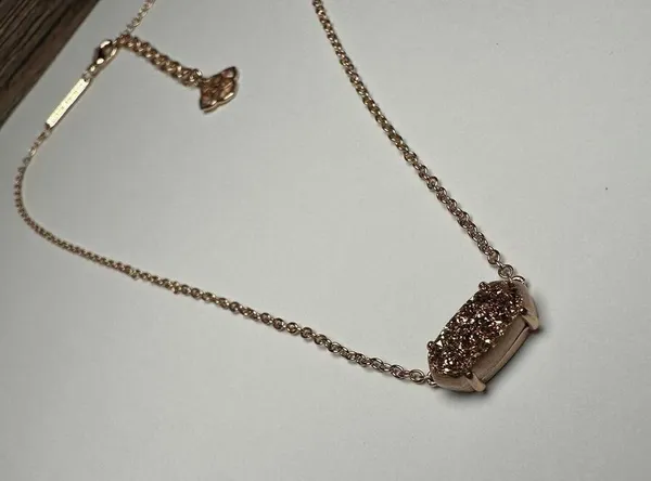 Kendra Scott Mabel Rose Gold Tone & Druzy Necklace Adjustable Length 15 - 17 In - Image 10