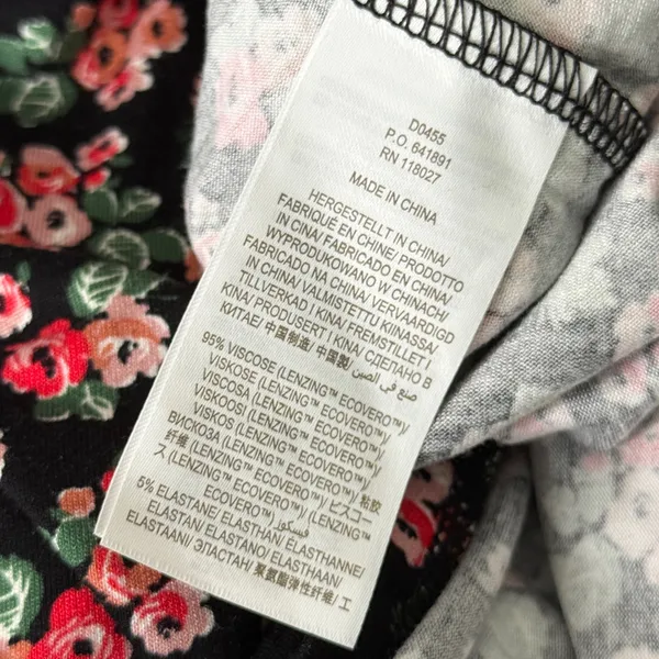 NWT Boden Women’s Jersey Tea Midi Dress Diamond Rose Floral Black Pink 6 Petite - Image 10