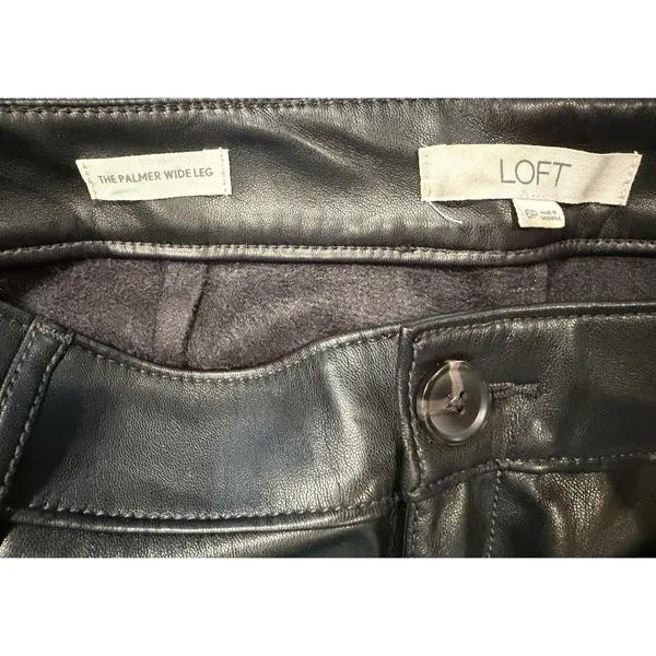 Ann Taylor LOFT Women’s The Palmer Wide Leg Black Faux Leather Pants 6P - Image 5