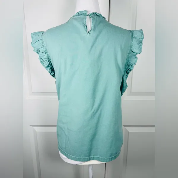 Universal Thread Boho Ruffle Blouse Green XXL Flowy Pleated Cottagecore Casual - Image 2