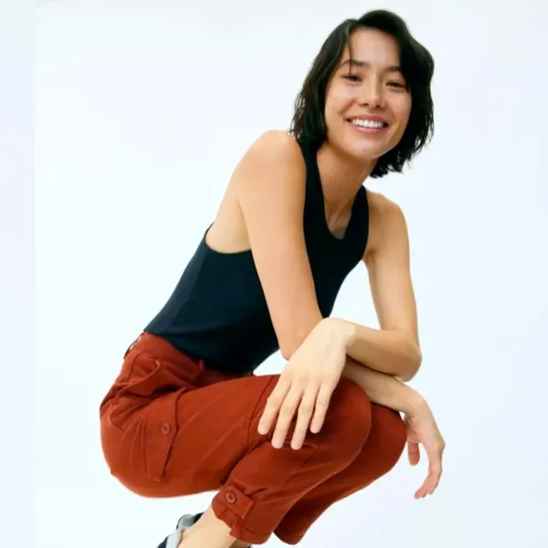 Aritzia Wilfred Free Modern Cargo Pant Rust Red Brown Button Fly High Rise - Image 4