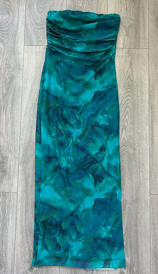 Mesh Strapless Maxi Dress Slit Side Bodycon Long Dress Size Small - Image 6