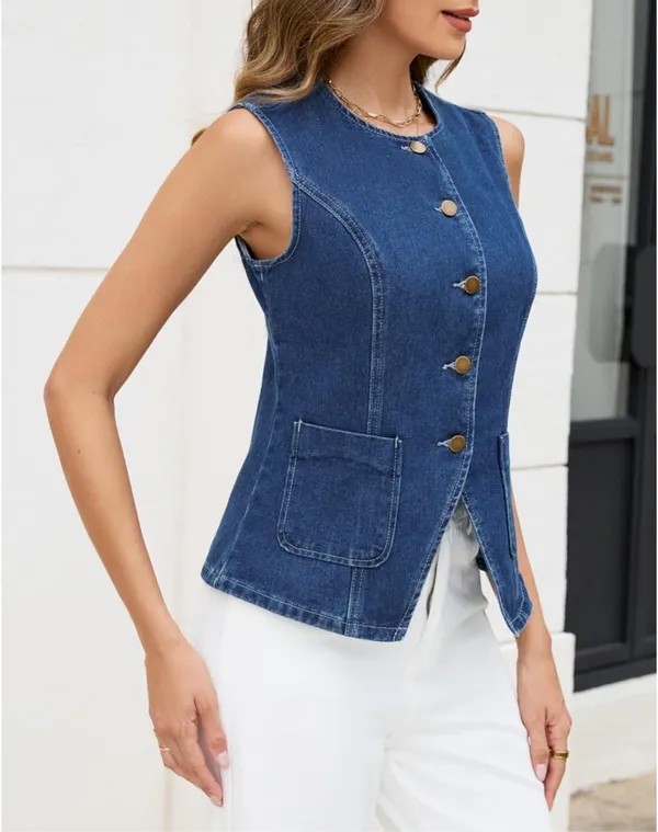 Denim Vest Blue - Image 2