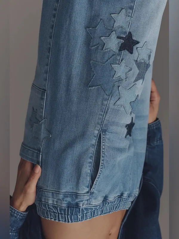 Anthropologie NWT PILCRO IZZIE RELAXED STAR PULL-ON BARREL JEANS - Image 7