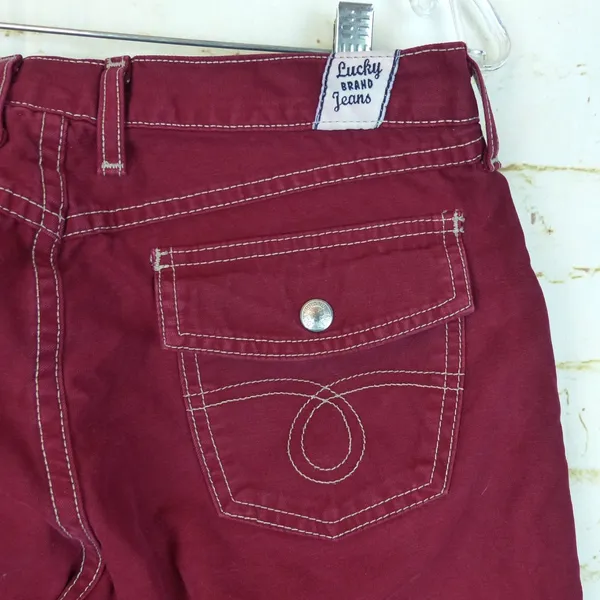 Lucky Brand Snapper Jean Womens 4 27 Burgundy USA Flare Low Rise Y2K F1RG020 - Image 11