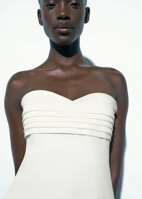 Zara midi bodycon dress sleeveless white wedding coctail party - Image 7