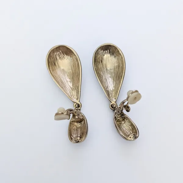 Vintage Clip On Earrings Statement Gold Tone Dangle Chunky - Image 4