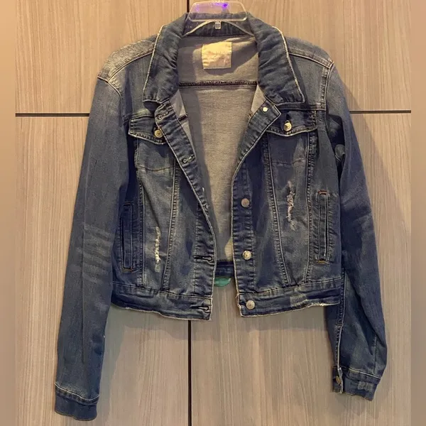 altar'd state denim jacket distressed blue large 90s y2k - Image 9