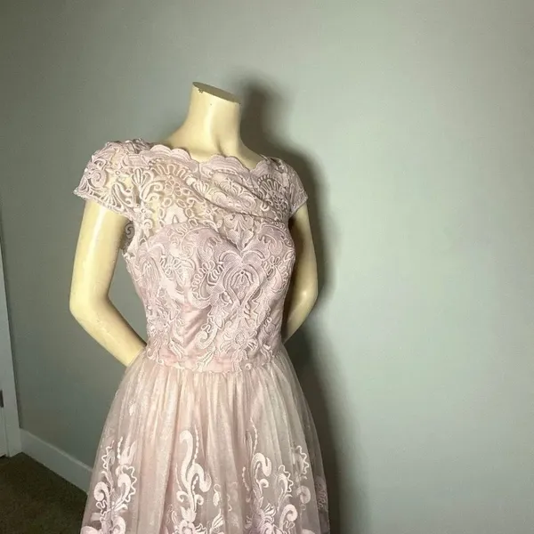 Chi Chi London Lace Premium Lace Midi Prom Dress With Bardot Neck In Mink - Image 8