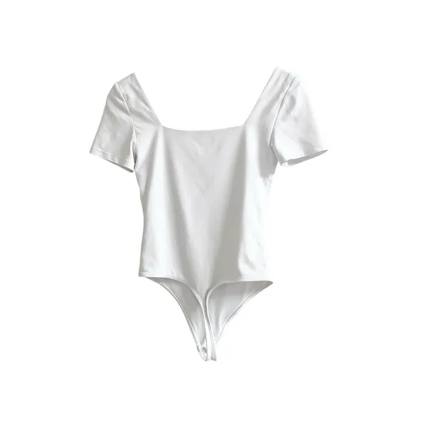 BABATON Contour Squareneck Short Sleeve Bodysuit White Thong Cut Women's Small - Image 2