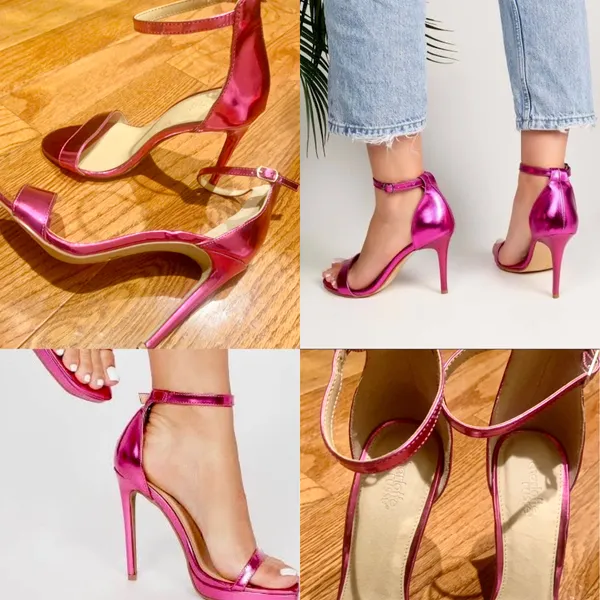 Charlotte Russe Metallic Fuchsia ankle strap Barbiecore Stilettos size 7 - Image 2