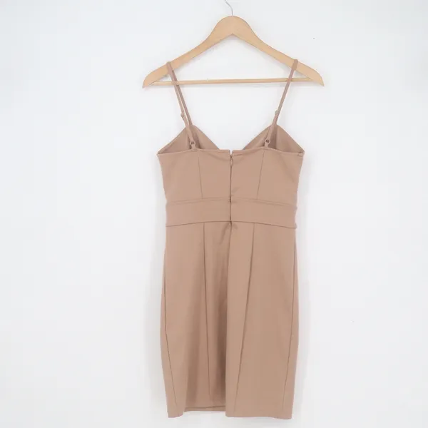 Forever 21 Tan Bustier Bodycon Mini Dress Size M Beige Spaghetti Strap - Image 3