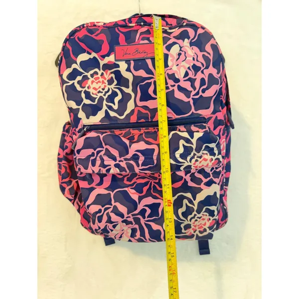 Vera Bradley Floral Backpack Navy Pink White Canvas School Travel Bag‎ - Image 2