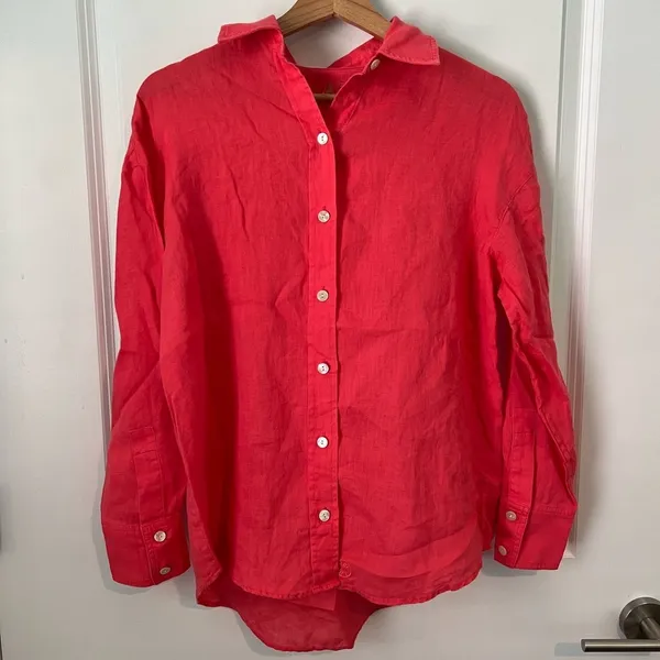 Stevey Relaxed Button Down Linen Shirt XXS OVERSIZED - Image 2