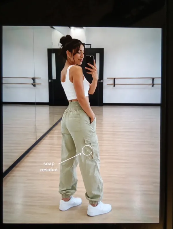 aerie Olive Green Elastic Waist Cargo Pants High Rise Cotton Gorpcore Streetwear - Image 2