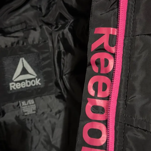 Reebok | NWOT Women's Black Pink Trim Thick Winter Puffer Jacket Coat (size XL) - Image 13