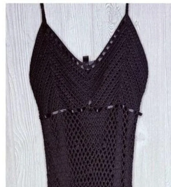 Black lace sheer widow dolls kill sleeveless short dress m/l witchy gothic knit - Image 3