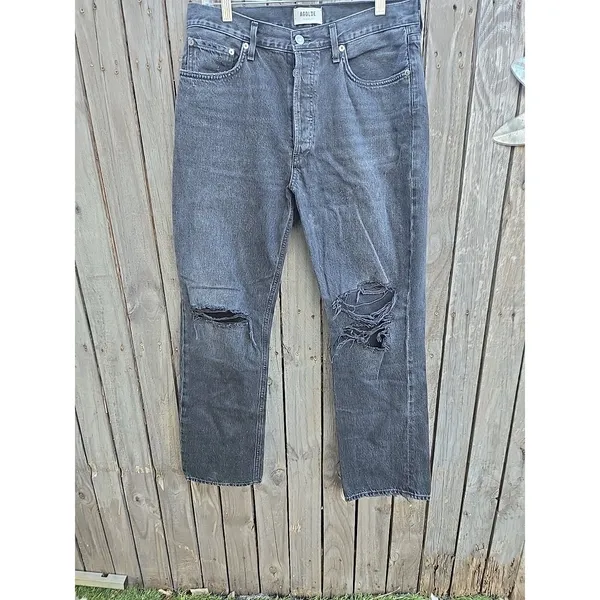 AGOLDE Lana Jean Women’s Size 30 Black Straight Leg Button Fly - Image 4
