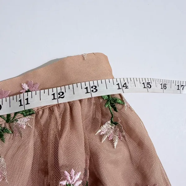 Rick Cardona Floral Embroidered Mesh Midi Skirt Nude Pink EUR 34 GB 8 - Image 6