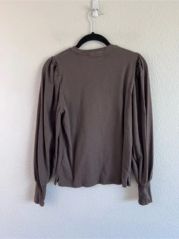 Madewell‎ Women's Smocked Long-Sleeve Top in Soft Slub Roasted Chicory - Image 5