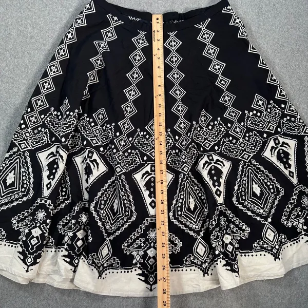 Mlle Gabrielle Flare Skirt Women's Small Black/Ivory Sequins Cotton Swing Twirl - Image 4