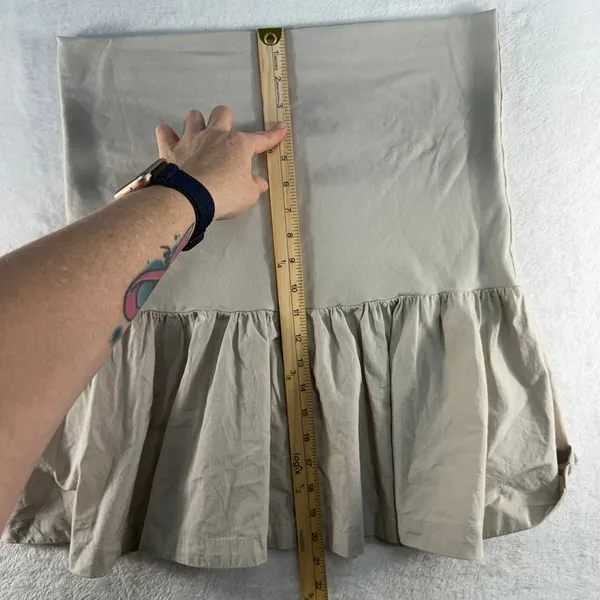 Free People‎ Large Milos Drop Waist Mini Skirt Pumice Stone Beige Fold Over NEW - Image 14