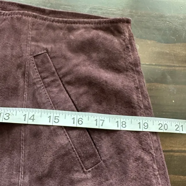 Blank NYC Leather Suede Burgundy Red Mini Skirt Side Slit Size 31 - Image 9