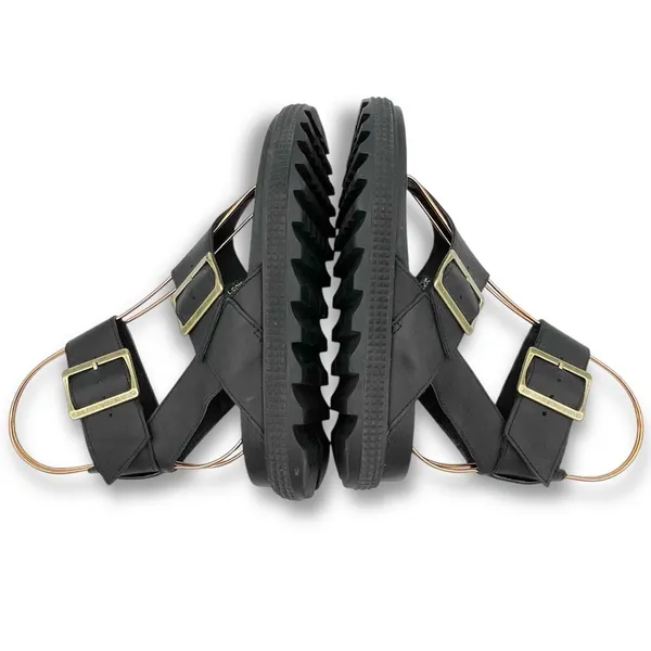 Sorel Roaming T-Strap Buckle Sandals Size 5.5 Black Leather Strappy Rugged Sole - Image 12