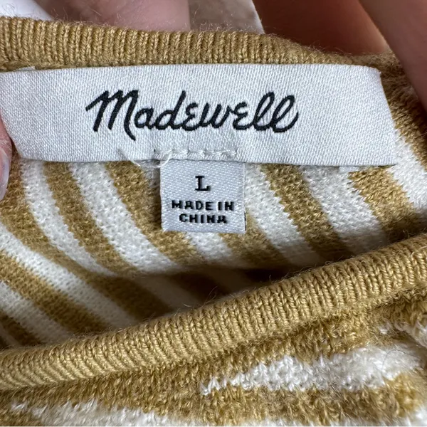 Madewell Belhaven Ruffle Sweater Tank Caramel Stripe Size‎ Large - Image 5