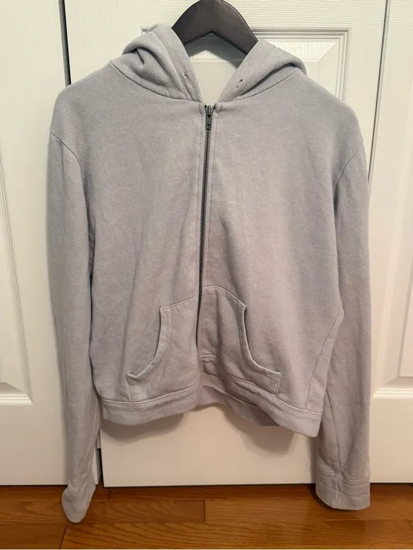 Perfectwhitetee Patti Full Zip in Light Blue Gray - Image 2