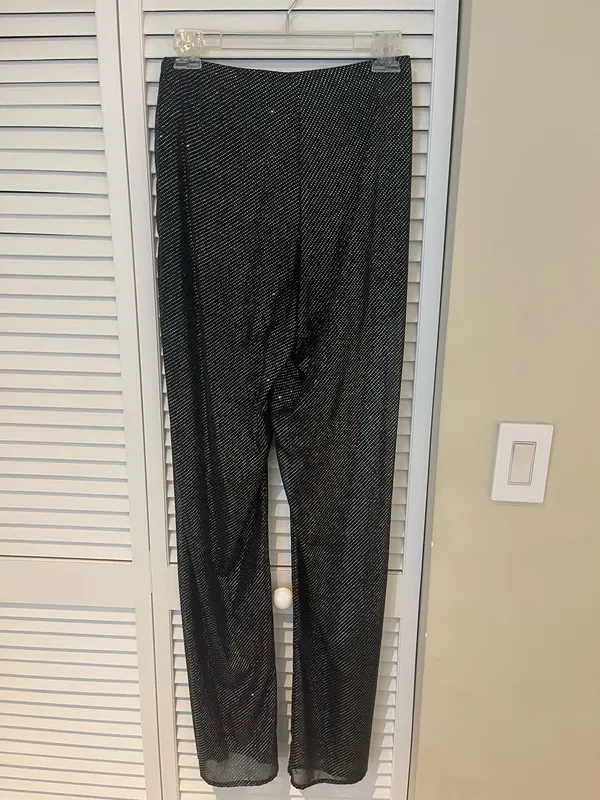 Zara Black Glitter Sheer Pants - Image 2