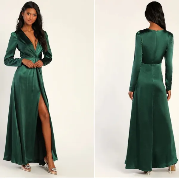 LULU's Sexy Elegant Prom Wedding Bridesmaid Mother of the Bride Satin Gown - Image 3