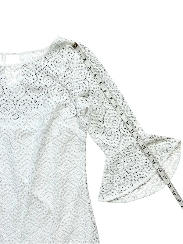 Lilly Pulitzer Fontaine Classic Shift Flounce Bell Sleeve Lined Dress White Smal - Image 9