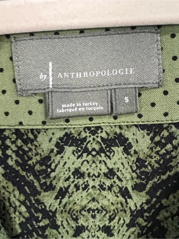 Anthropologie Rachel Tunic Dress Green Snake Print Size Small - Image 4