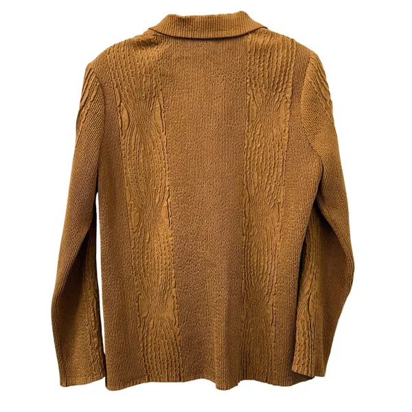 Flair M Textured Blazer‎ Jacket Brown Knit Career Office Shoulder Pads Retro 70s - Image 5