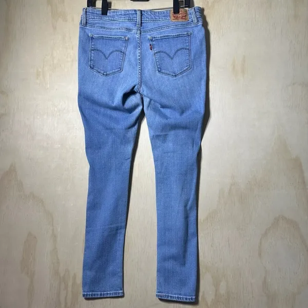 Levis 711 Skinny Embellished‎ Jeans Vintage Soft Blue Wash Star Eyes Zip Fly 31 - Image 9