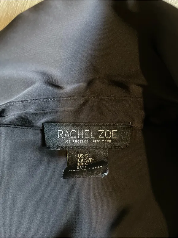 Rachel Zoe Black Satin Cropped Long-Sleeve Blouse - Image 2