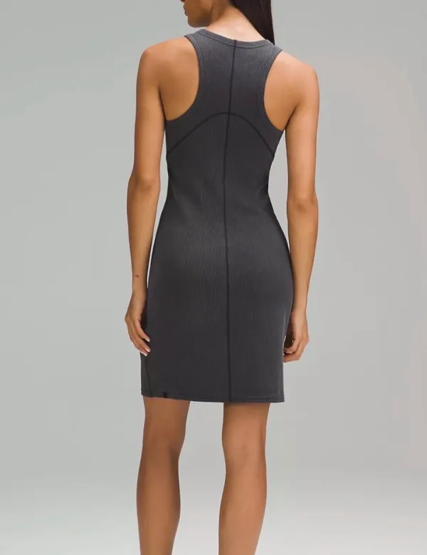 Lululemon Ribbed Softstreme Slim Dress Fit Tank Dress Black - Image 3
