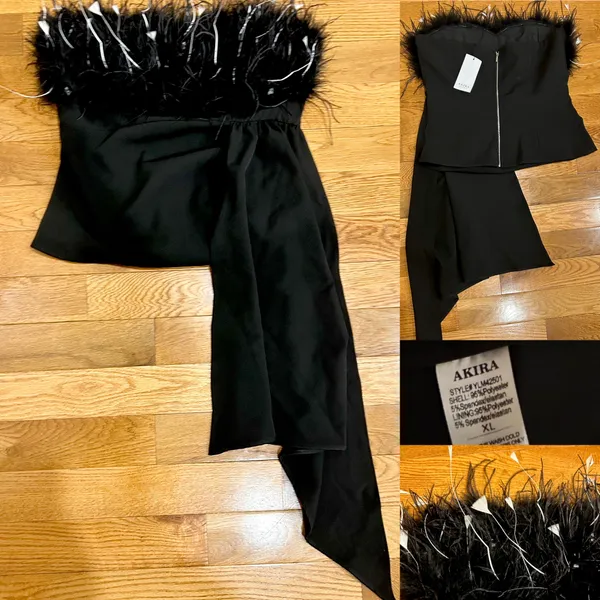 AKIRA NWT Limited Edition high-fashion Feathered tailored Corset Top XL - Image 9