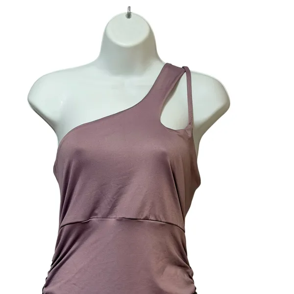 The Fashion Poet Mauve One Shoulder Ruched Bodycon Midi Dress XL Cutout Purple - Image 4